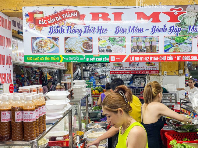 bi mỹ chợ cồn - quán bánh tráng cuốn thịt heo nổi tiếng nhất nhì đà nẵng