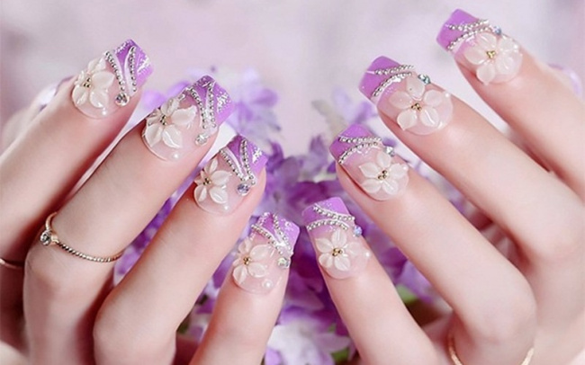 nail đẹp, top 15 mẫu nail hoa nổi đẹp đơn giản lung linh cho các nàng