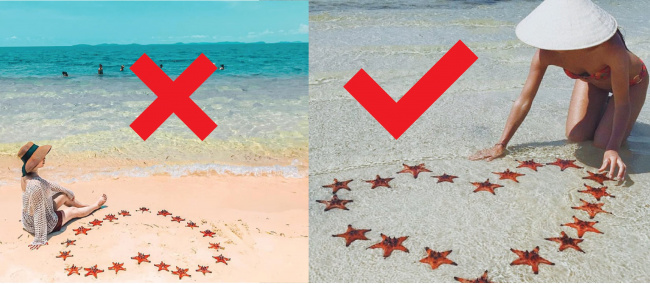 tips chụp ảnh với sao biển để không bị chê thiếu văn minh