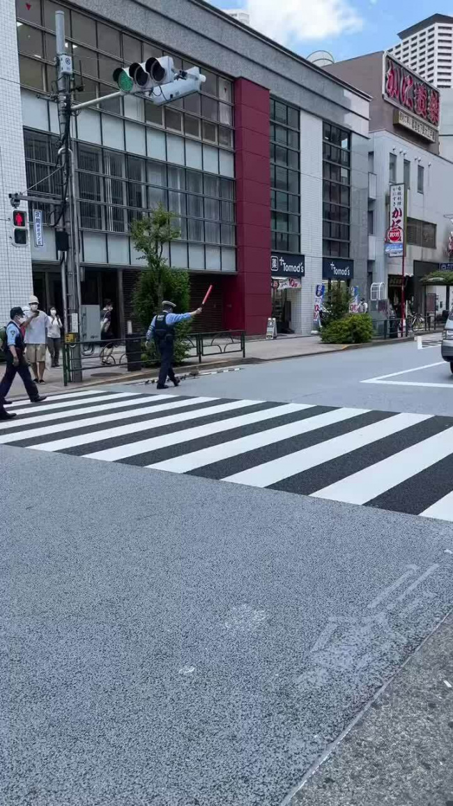Cảnh sát Nhật bảo vệ đàn vịt qua đường