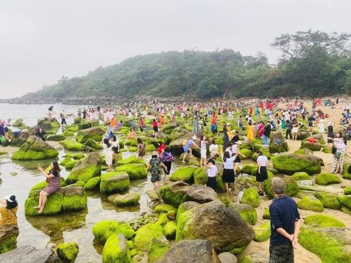 Hàng nghìn chen nhau đổ về bãi rêu ghềnh đá Nam Ô để chụp ảnh: đông từ sáng sớm đến chiều muộn