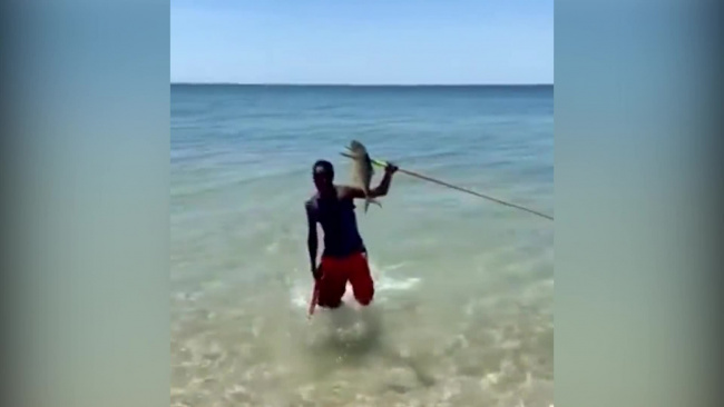 Người đàn ông phóng lao bắt cá siêu đỉnh