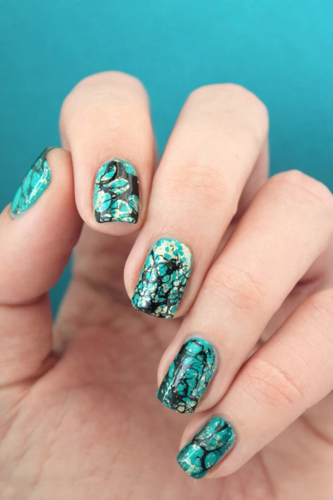 nail đẹp, top 25 kiểu nail màu xanh ngọc lục bảo đẹp xu hướng mới