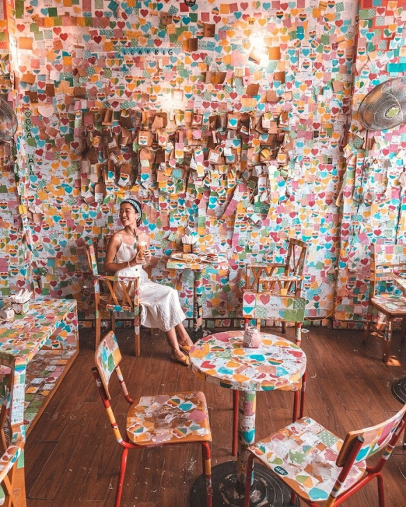 quán cafe giấy note, khám phá, trải nghiệm, những quán cafe giấy note có background độc đáo, check in ra ảnh siêu xinh 