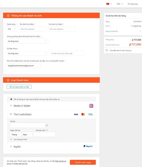 Hướng dẫn cách đặt vé & thanh toán online trên Klook, Điểm Đẹp