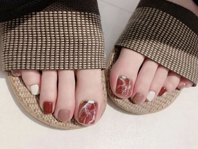 nail đẹp, tổng hợp 15+ mẫu móng chân ẩn xà cừ đẹp, hot trend