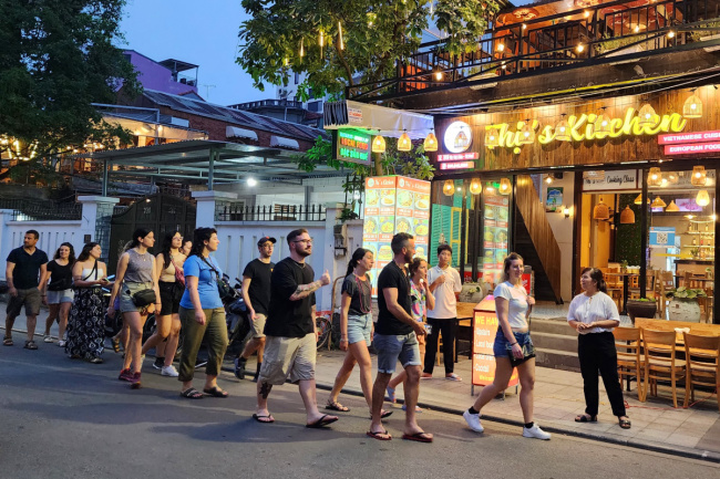 tourism, two vibrant walking streets at night in hue