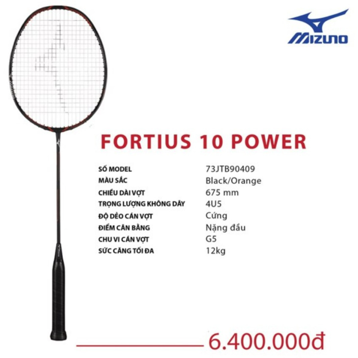 mizuno fortius 10 power, vợt cầu lông, phân tích chi tiết vợt cầu lông mizuno fortius 10 power