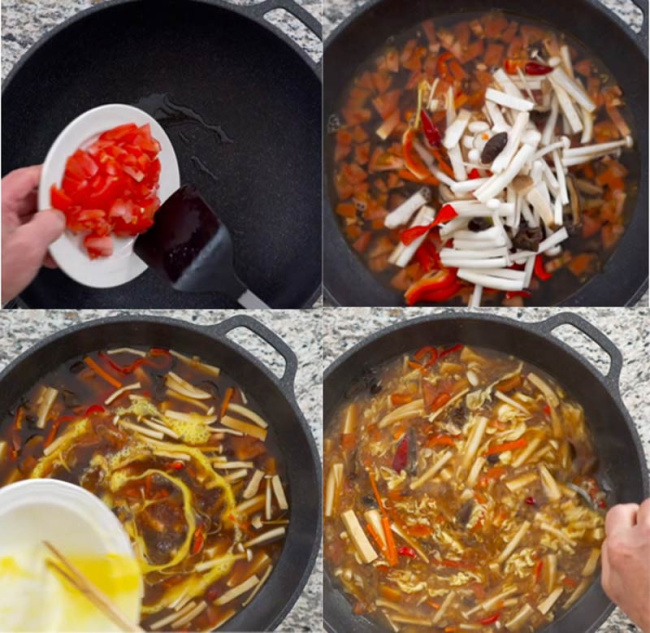 tự nấu món hot and sour soup kiểu hoa đơn giản ngay tại nhà