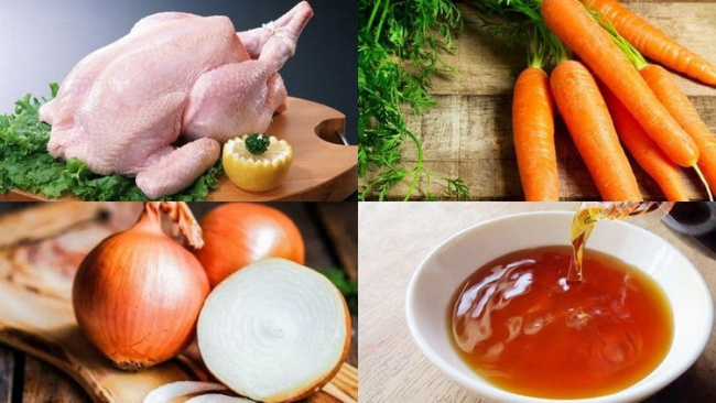 thịt gà, rau răm, cà rốt, cách làm nộm gà xé phay dai ngon đủ vị chua cay mặn ngọt